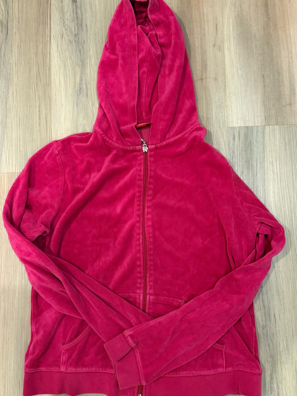 Pink Velour Zip-Up Hoodie Jacket